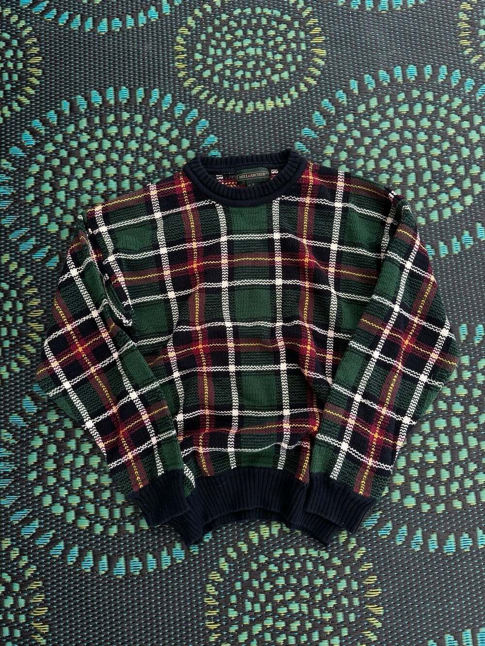 Hill & Archer Vintage Plaid Tartan Crewneck Cotton Sweater Size S
